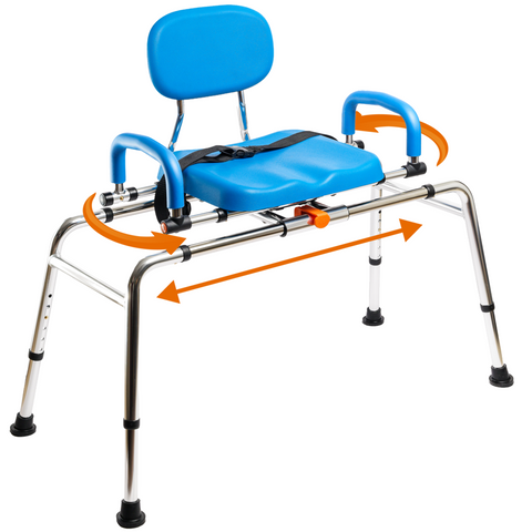 Allvibrant Slide Swivel shower chair transfer benchwith adjustable legs on a white background